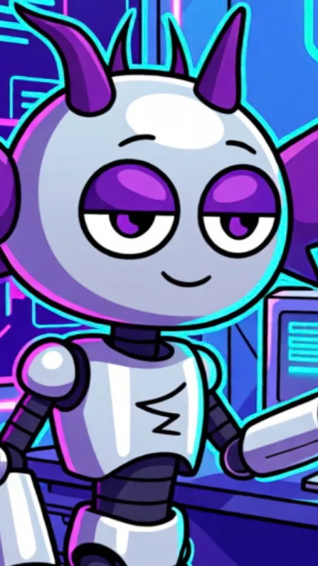 ai character: Robot Durple background