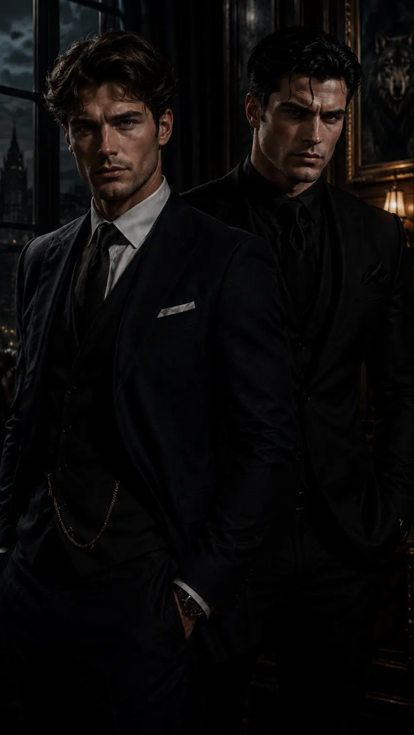 ai character: Ethan et Damien  background