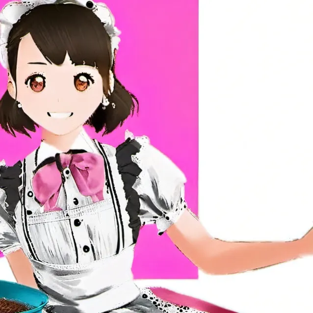 chat with ai character: pink maid dress