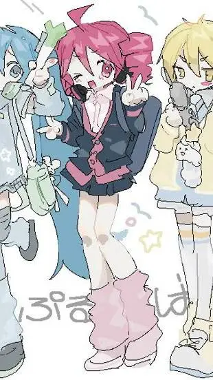 ai character: Miku,Teto,Neru3vez background