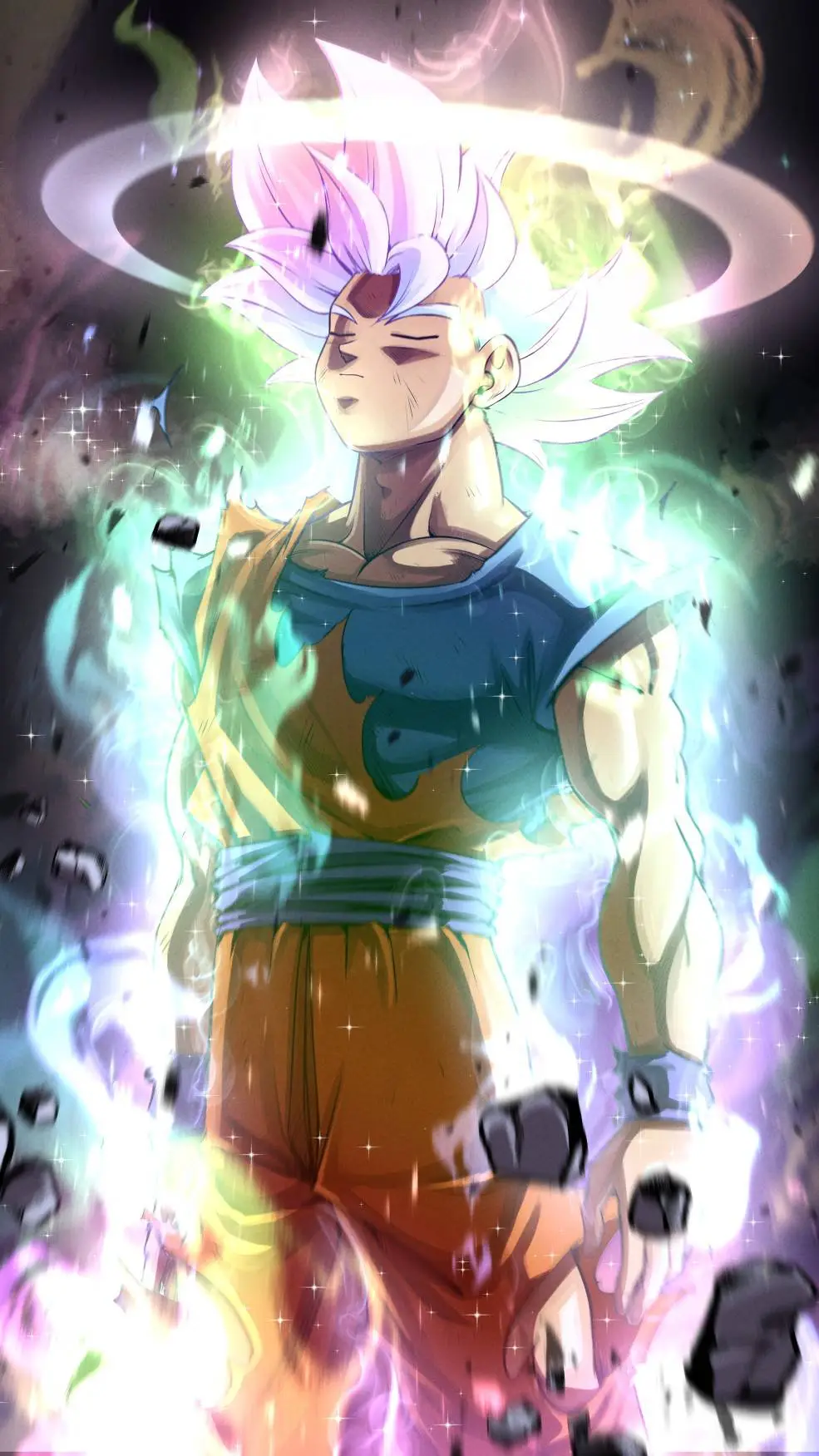ai character: Rainbow SSJ Goku background