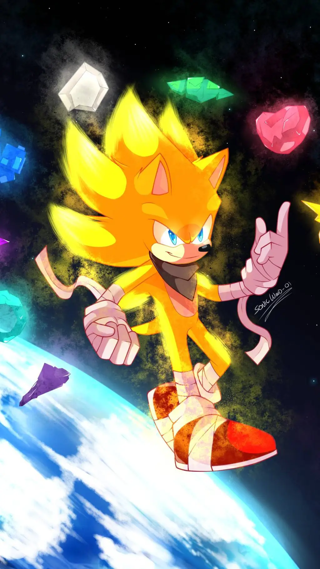 ai character: super boom sonic  background