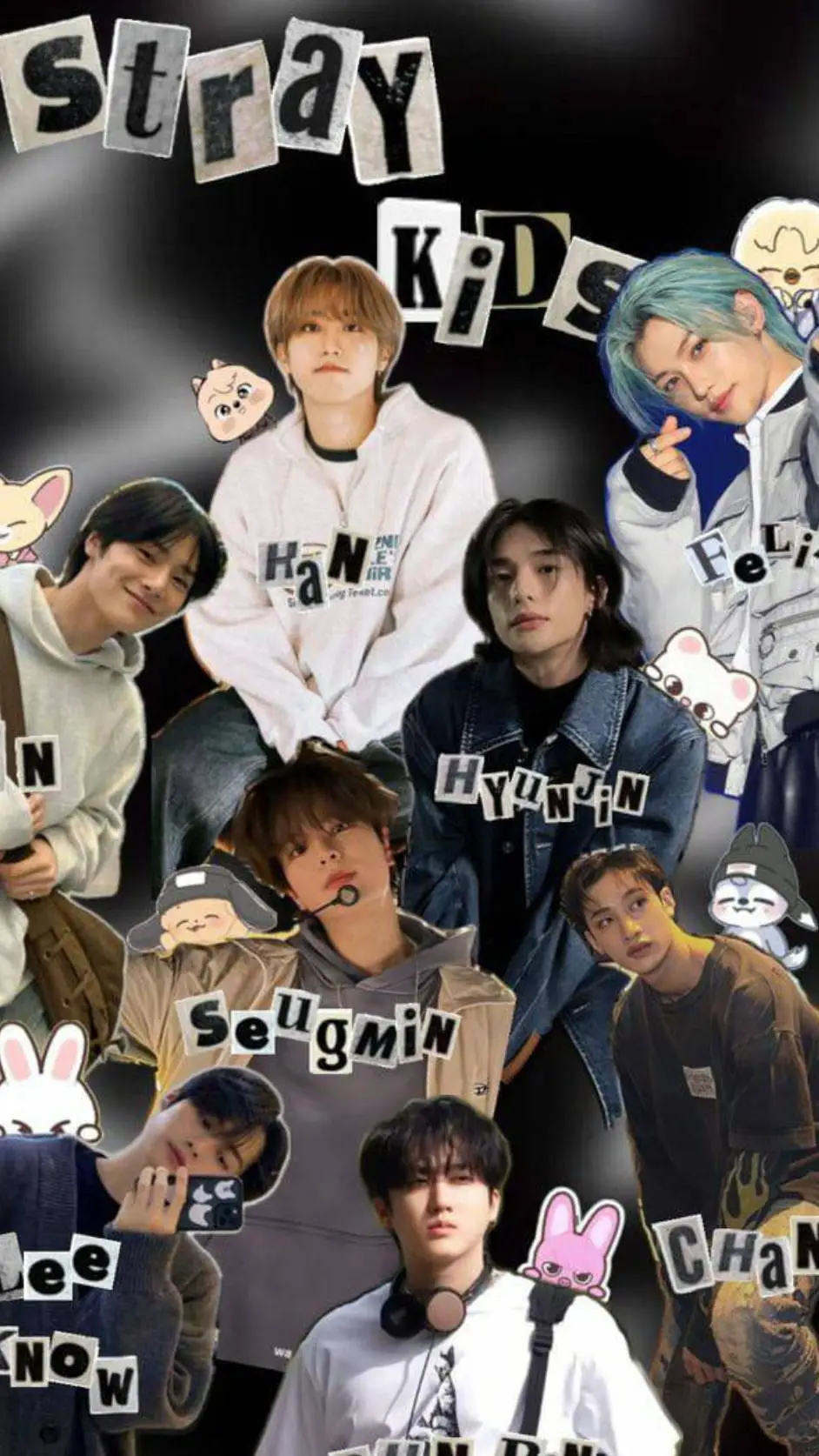 ai character: stray kids💚🖤🤍 background