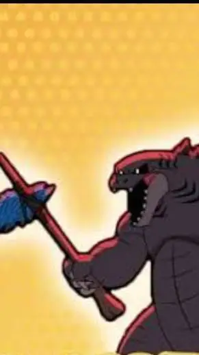 ai character: GODZILLA WITH AXE! background