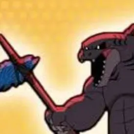 chat with ai character: GODZILLA WITH AXE!