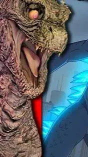 ai character: Godzilla reacts background