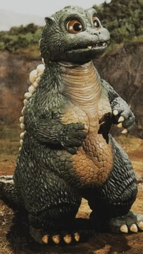 ai character: Little godzilla background