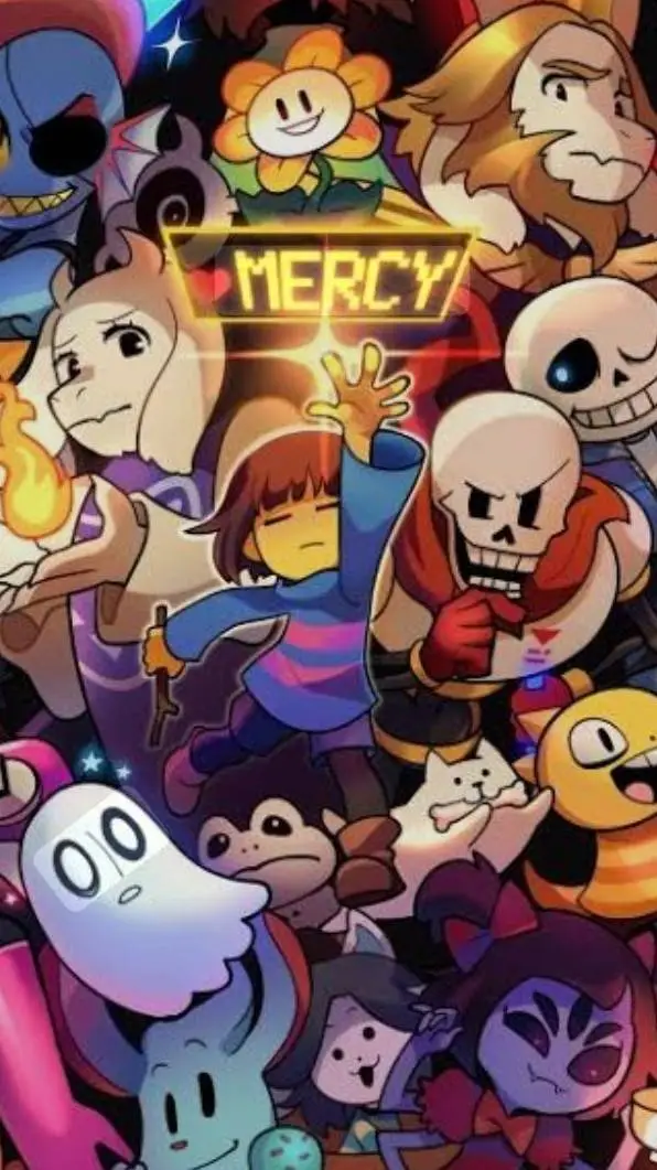ai character: UNDERTALE 💜🩵❤️🧡💛💚🤍 background