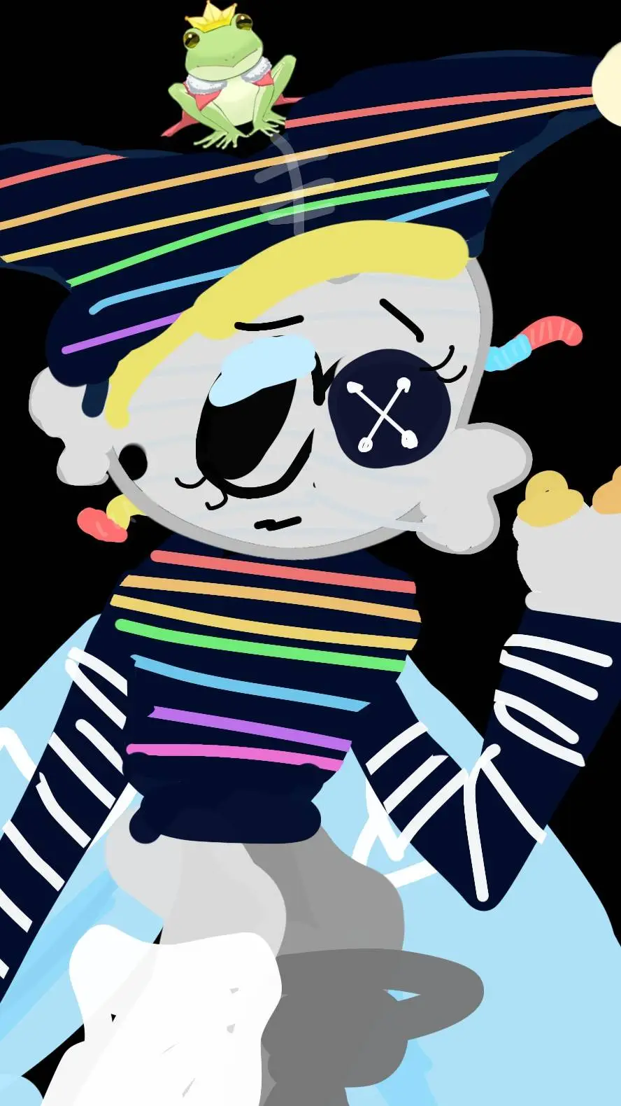 ai character: Rainbow background