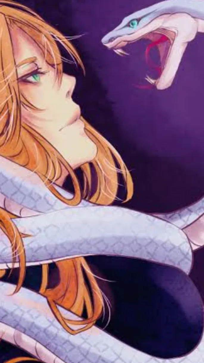 ai character: Milly and snake background