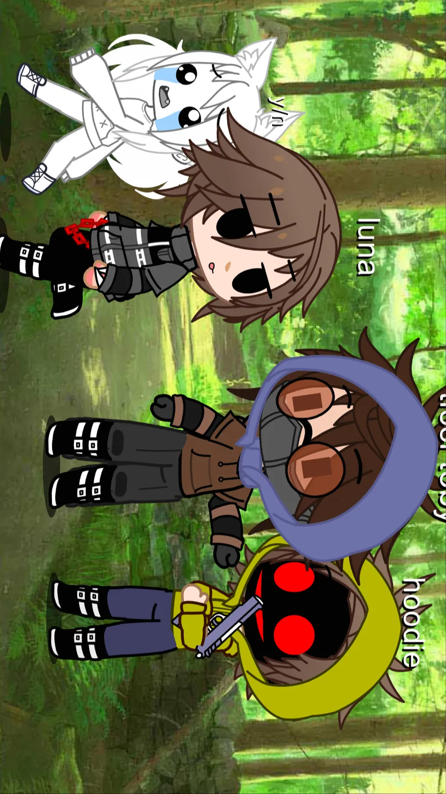 ai character: Running The forest background