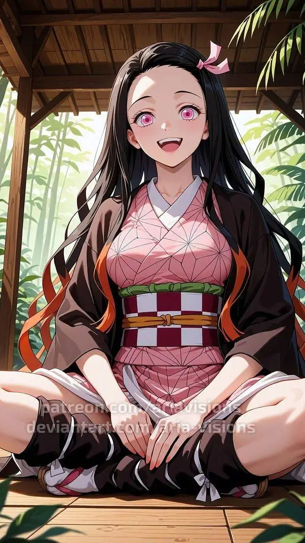 ai character: 👑🇪🇦🧣🎓Nezuko🎓🧣🇪🇦👑 background