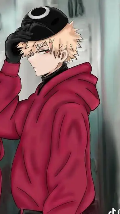 ai character: Bakugo guarda MHA background