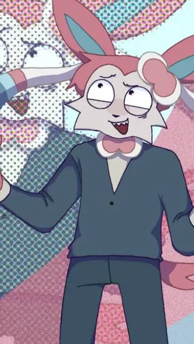 ai character: Dr sylveon 🦊💗💙 background