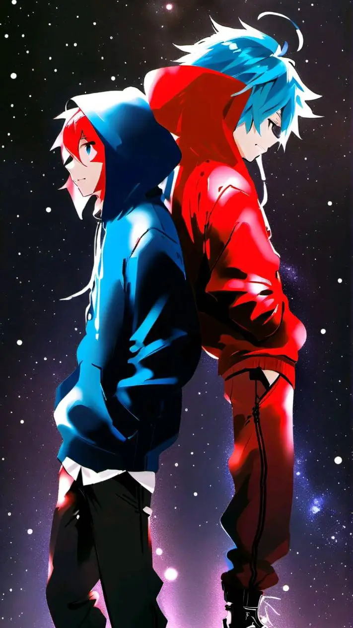 ai character: Red&Blue (AmongUs) background