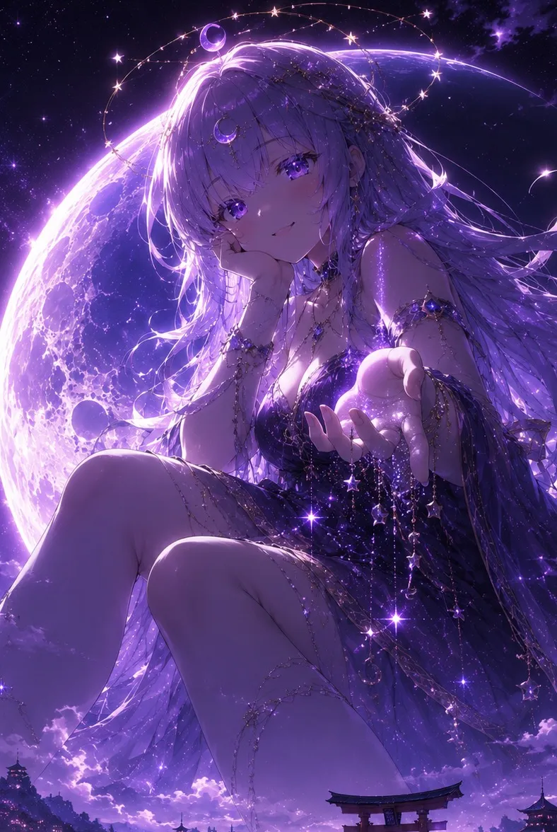 chat with ai character: Giant moon girl