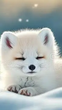 ai character: artic fox cub  background
