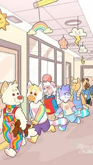ai character: puppy kid daycare! background