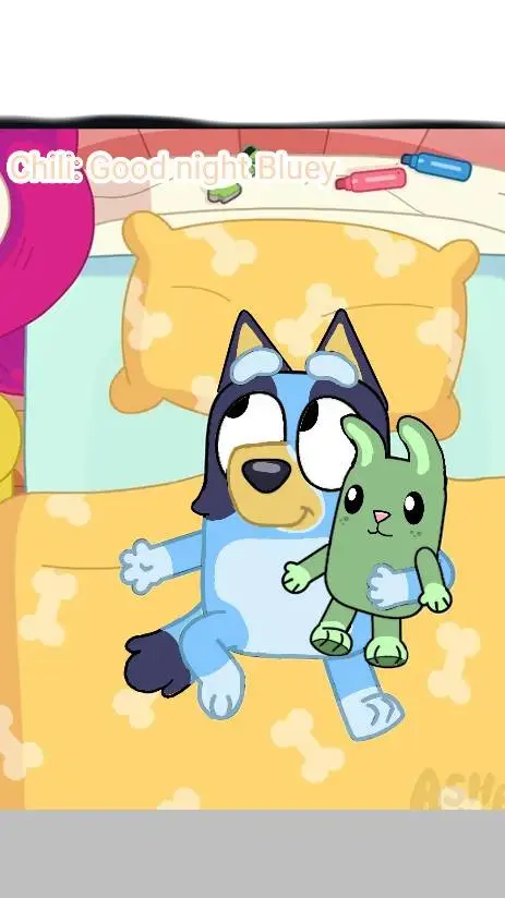 ai character: Toddler  Bluey   background