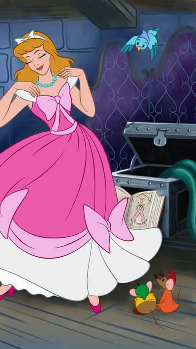 ai character: pink cinderella  background