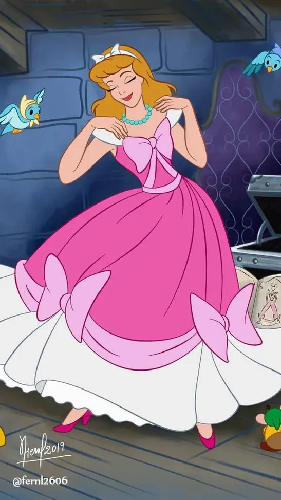 ai character: Pink Cinderella  background