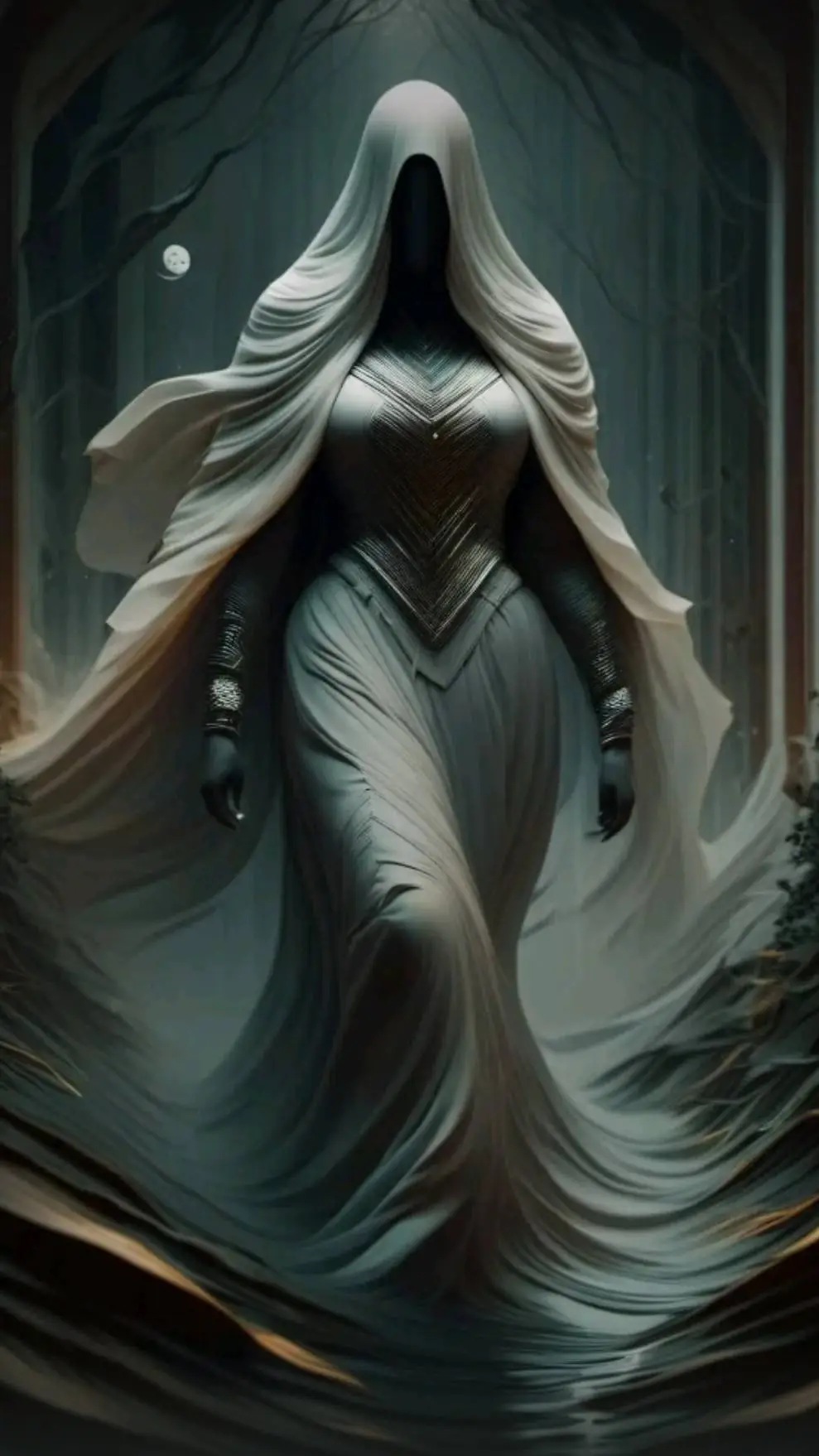 ai character: ghost lady background