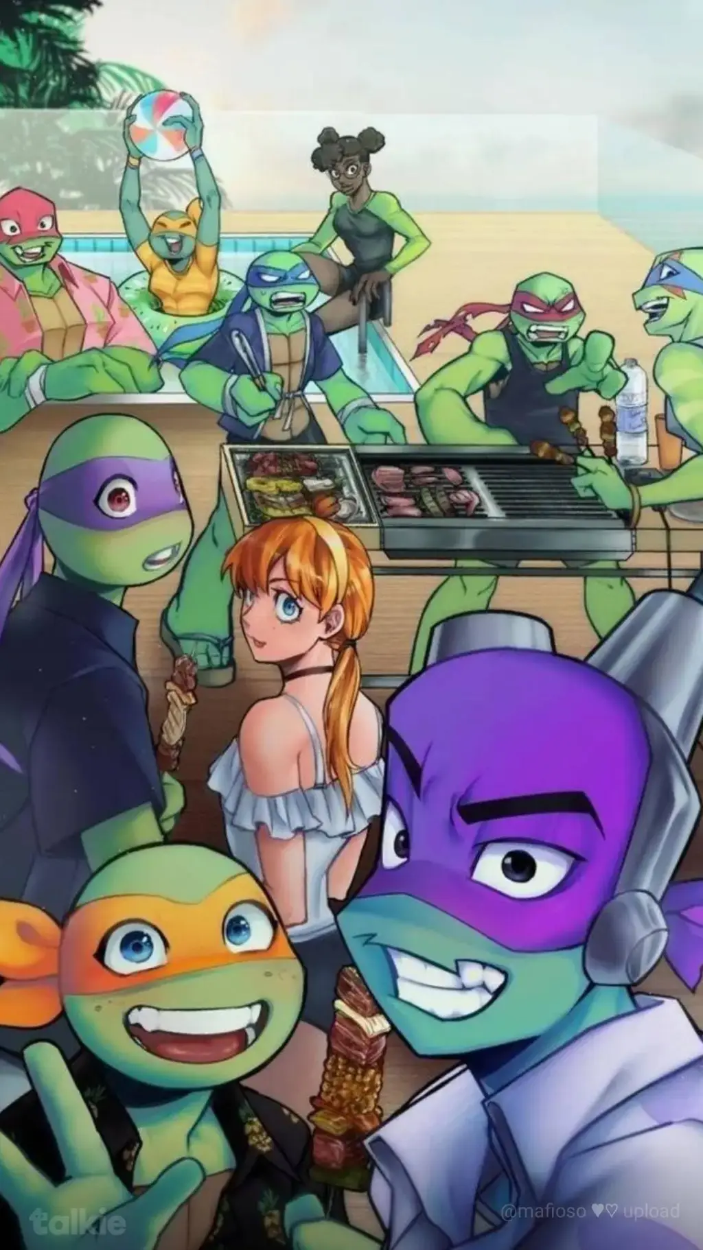 ai character: Rottmnt beach day! background