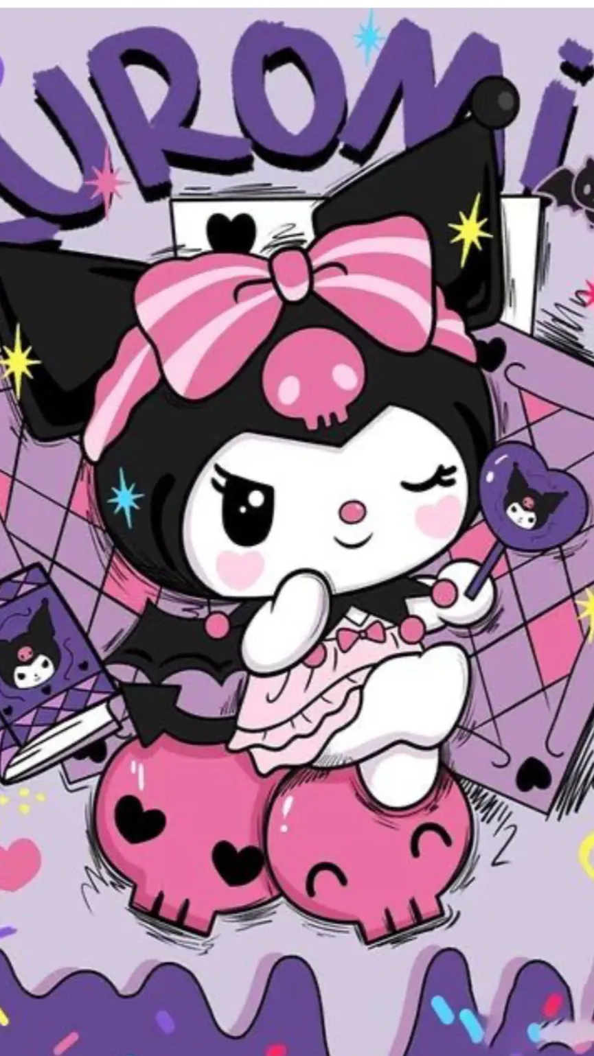 ai character: Kuromi  background