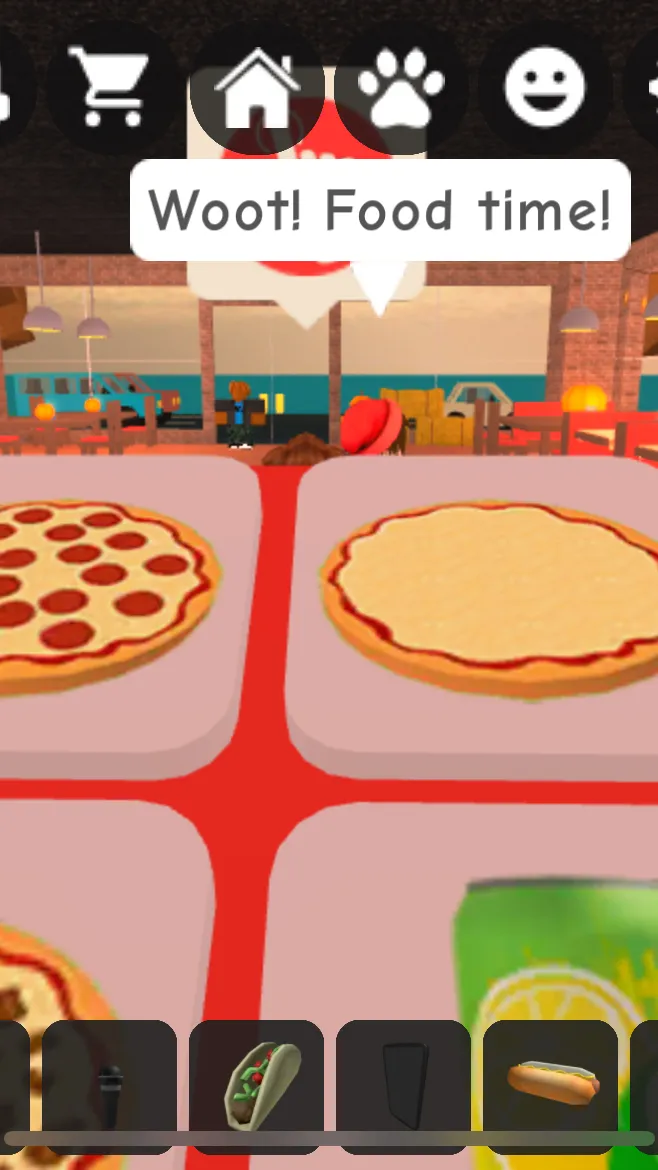 ai character: Work at pizza plac background