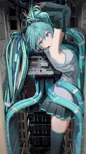 ai character: miku robot  background