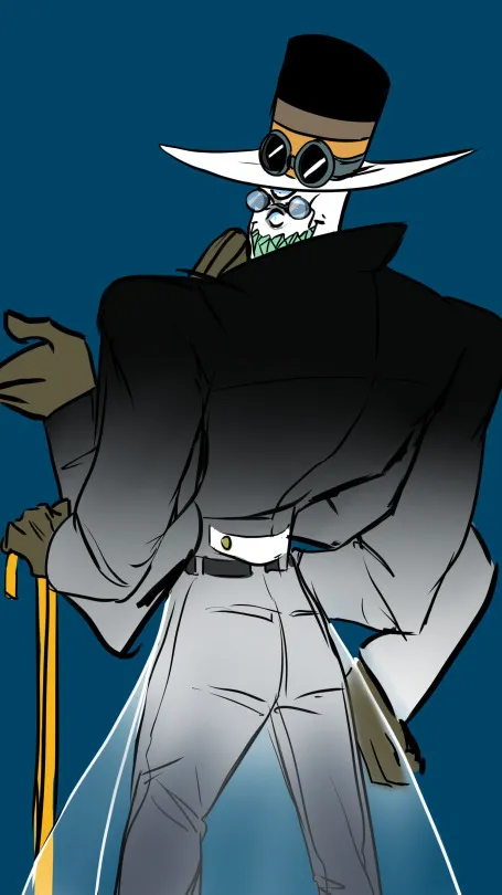 ai character: Gray hat background