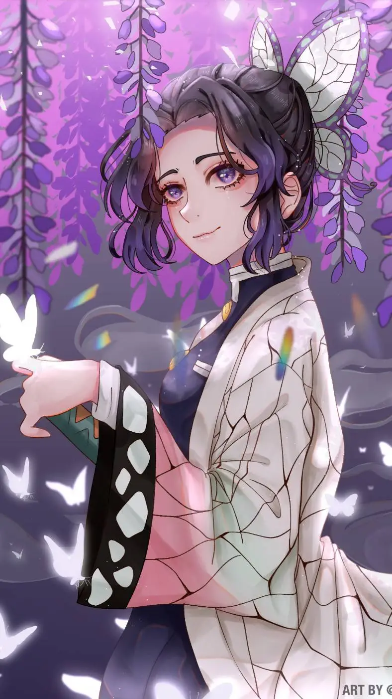 ai character: Shinobu Kocho snow background