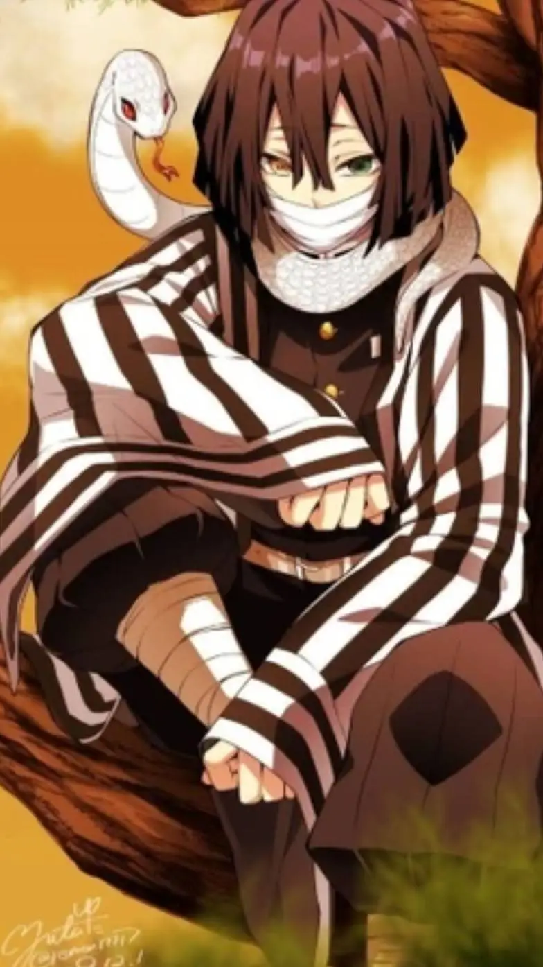 ai character: Obanai Iguro snow background