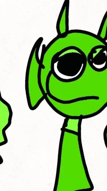 ai character: green Durple  background