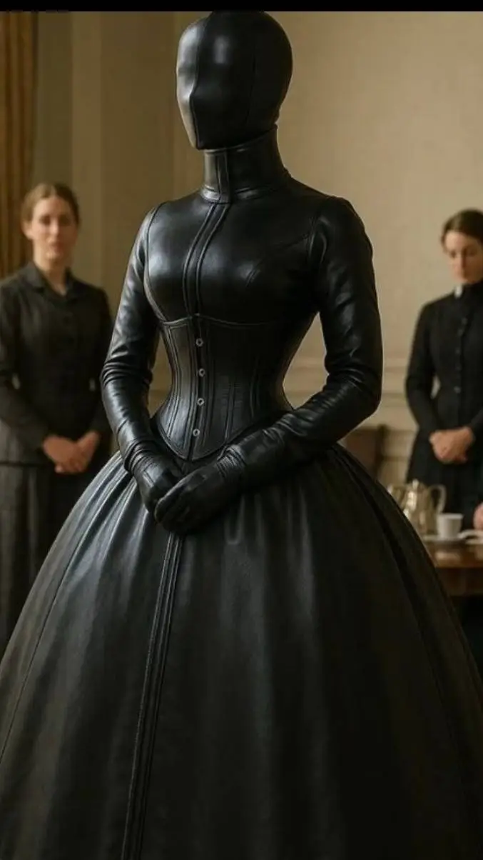 ai character: leather goth dress background