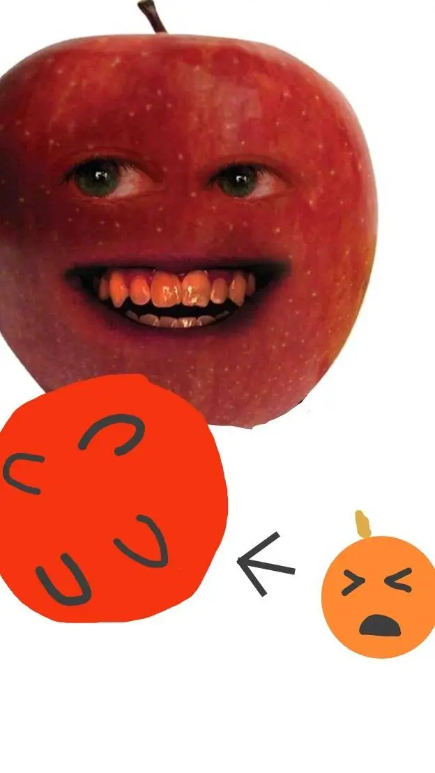 ai character: Apple vore Orange background