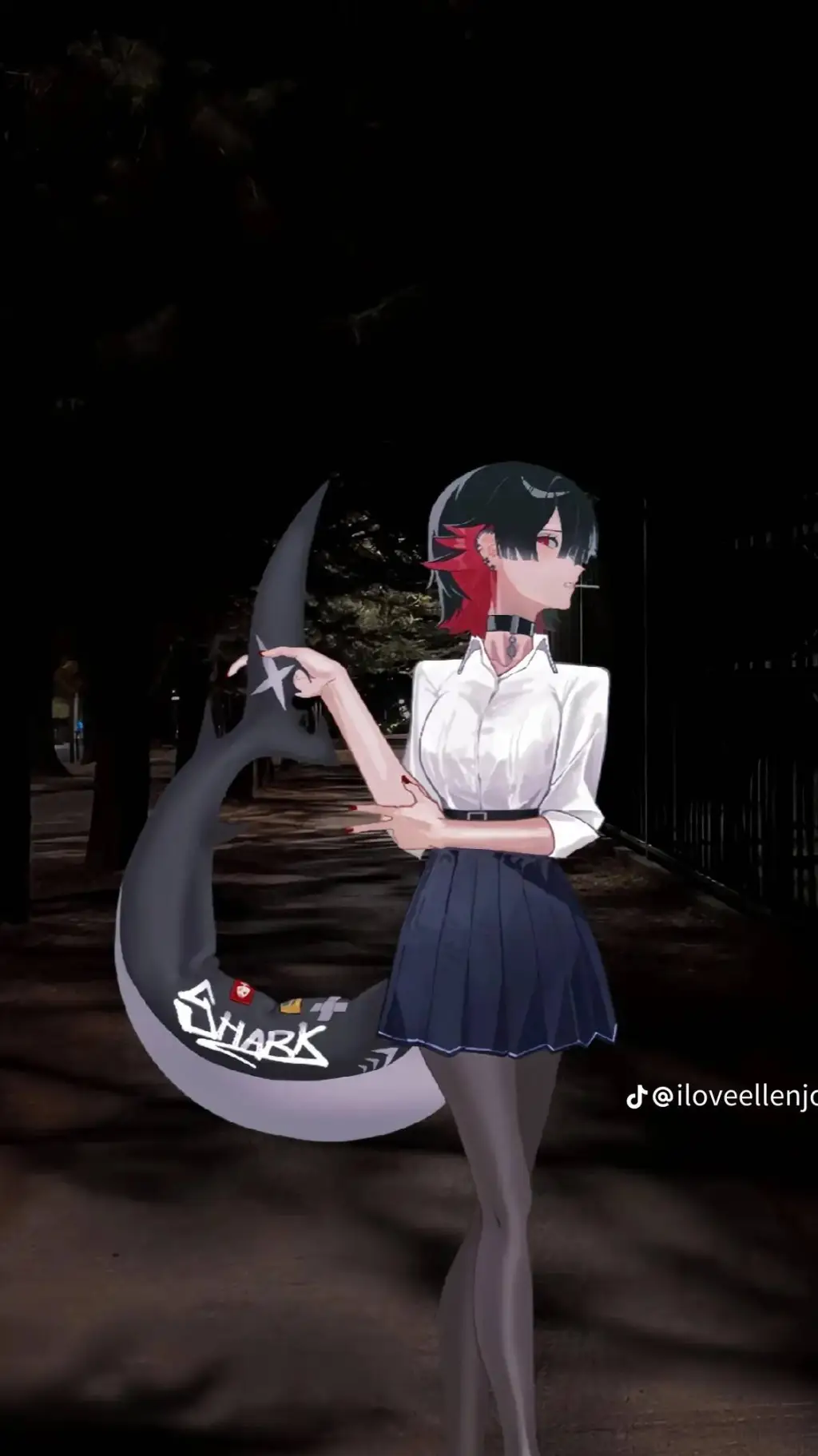 ai character: Ellen Joe y chico  background