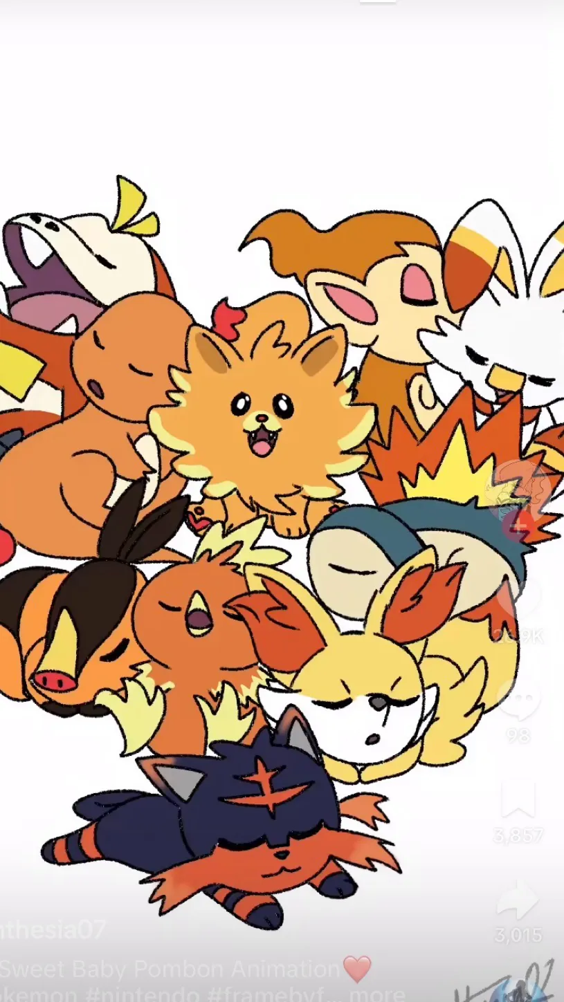 ai character: Fire type starters background