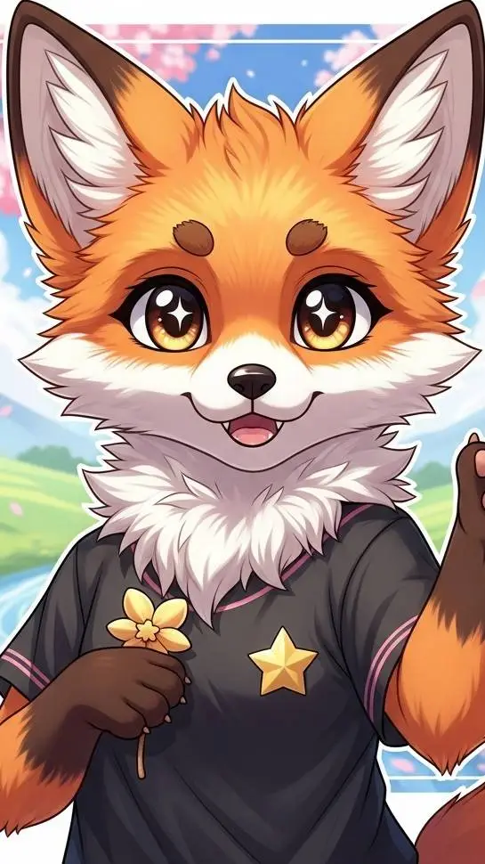 ai character: cute fox furry background
