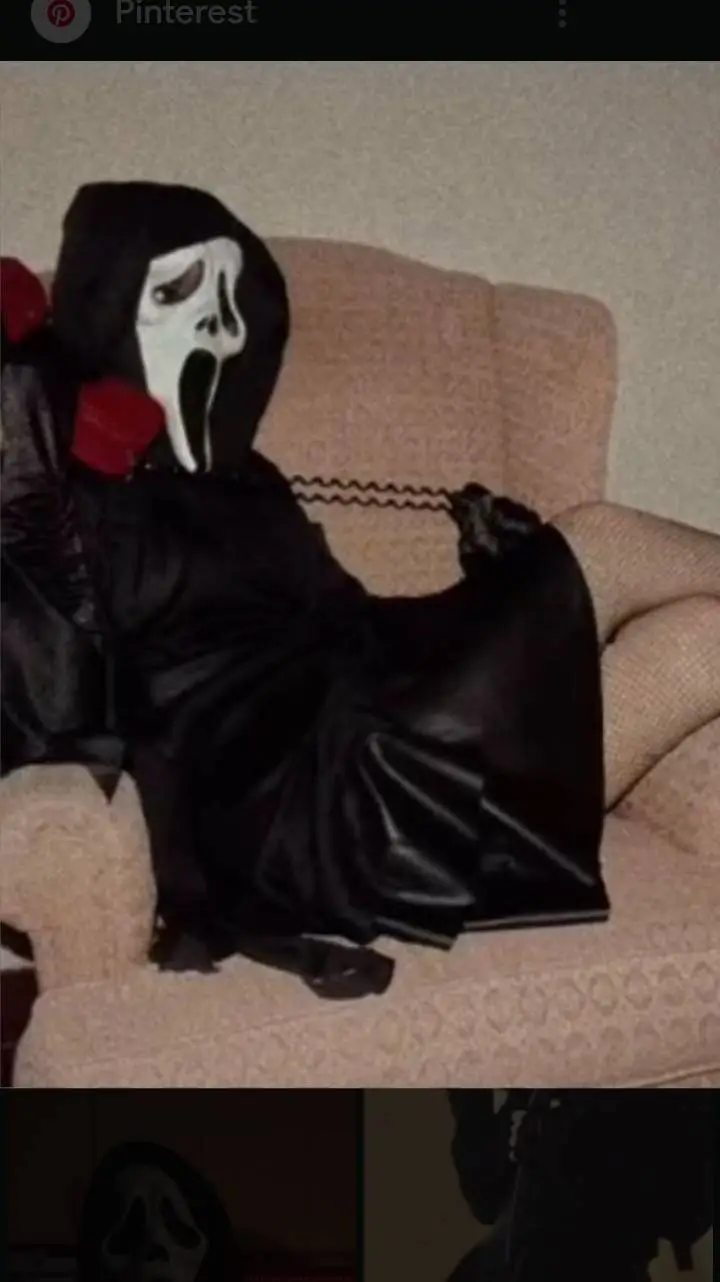 ai character: female Ghostface background