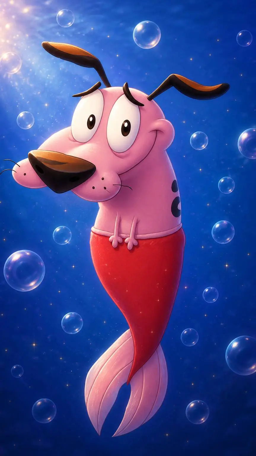 ai character: Courage the merdog background