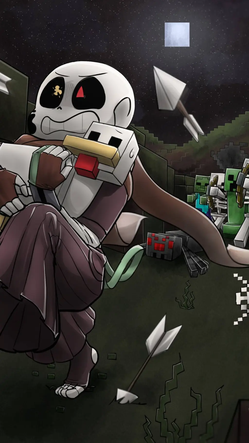 ai character: all sans minecraft background