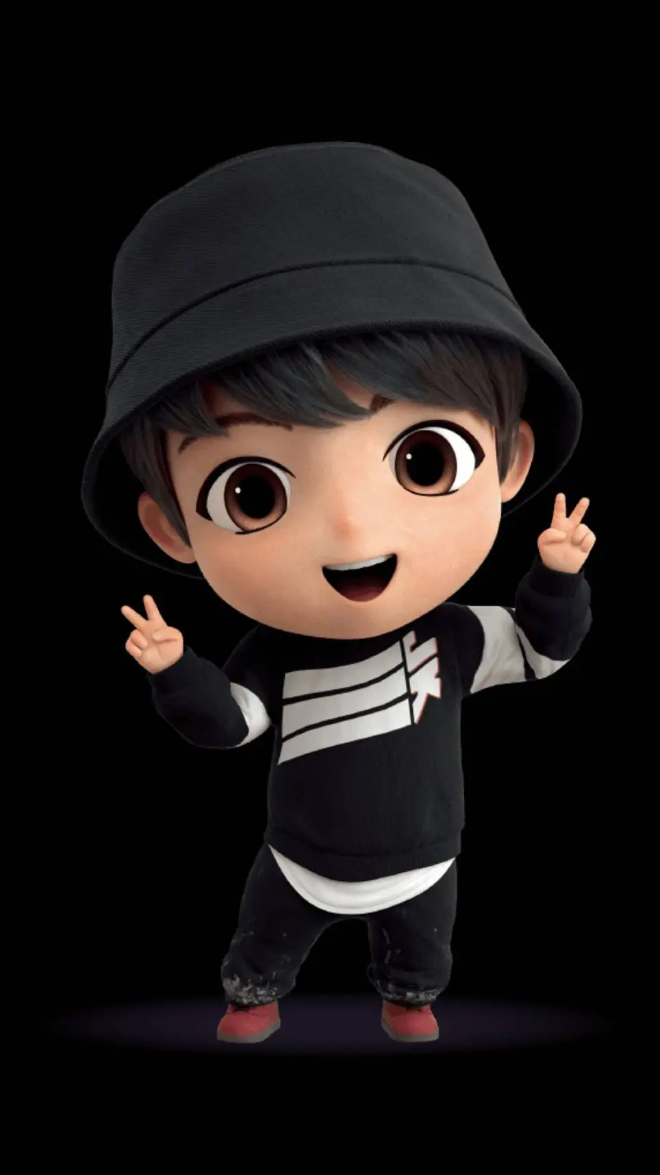 ai character: tiny tan jungkook  background