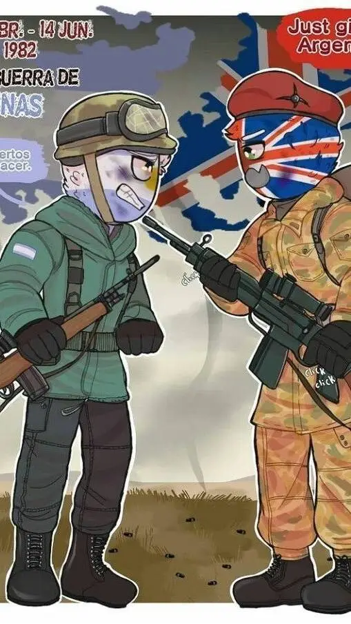 ai character: Países 🪖🇦🇷x🇬🇧 background