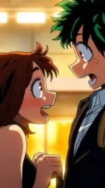ai character: Deku y Uraraka 💚🩷 background