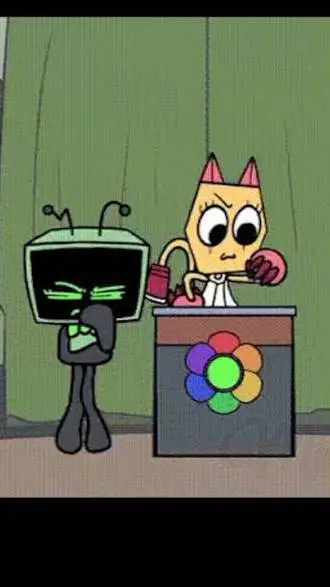 ai character: Vee gameshow background