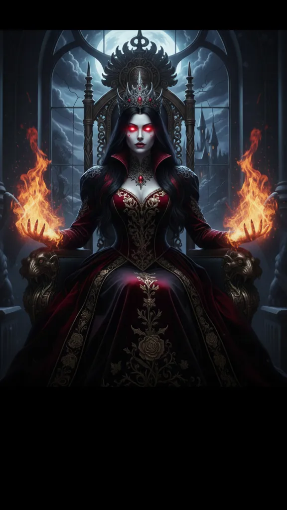 ai character: Feuerkönigin background