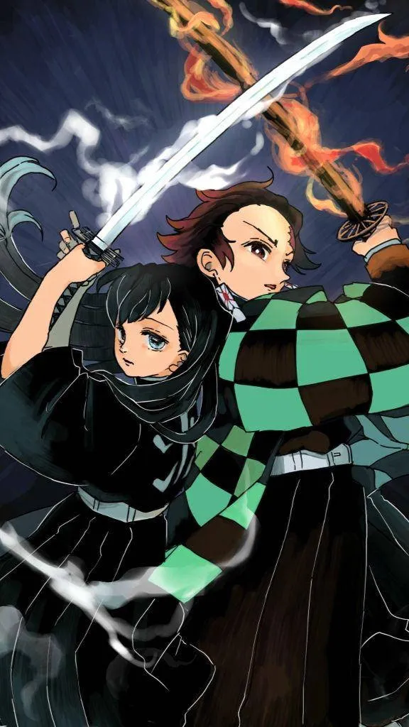 ai character: Mui and tanjiro background