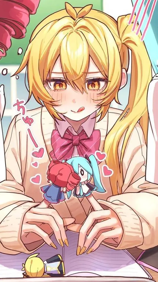 ai character: Miku x Teto ❤️🩵 background