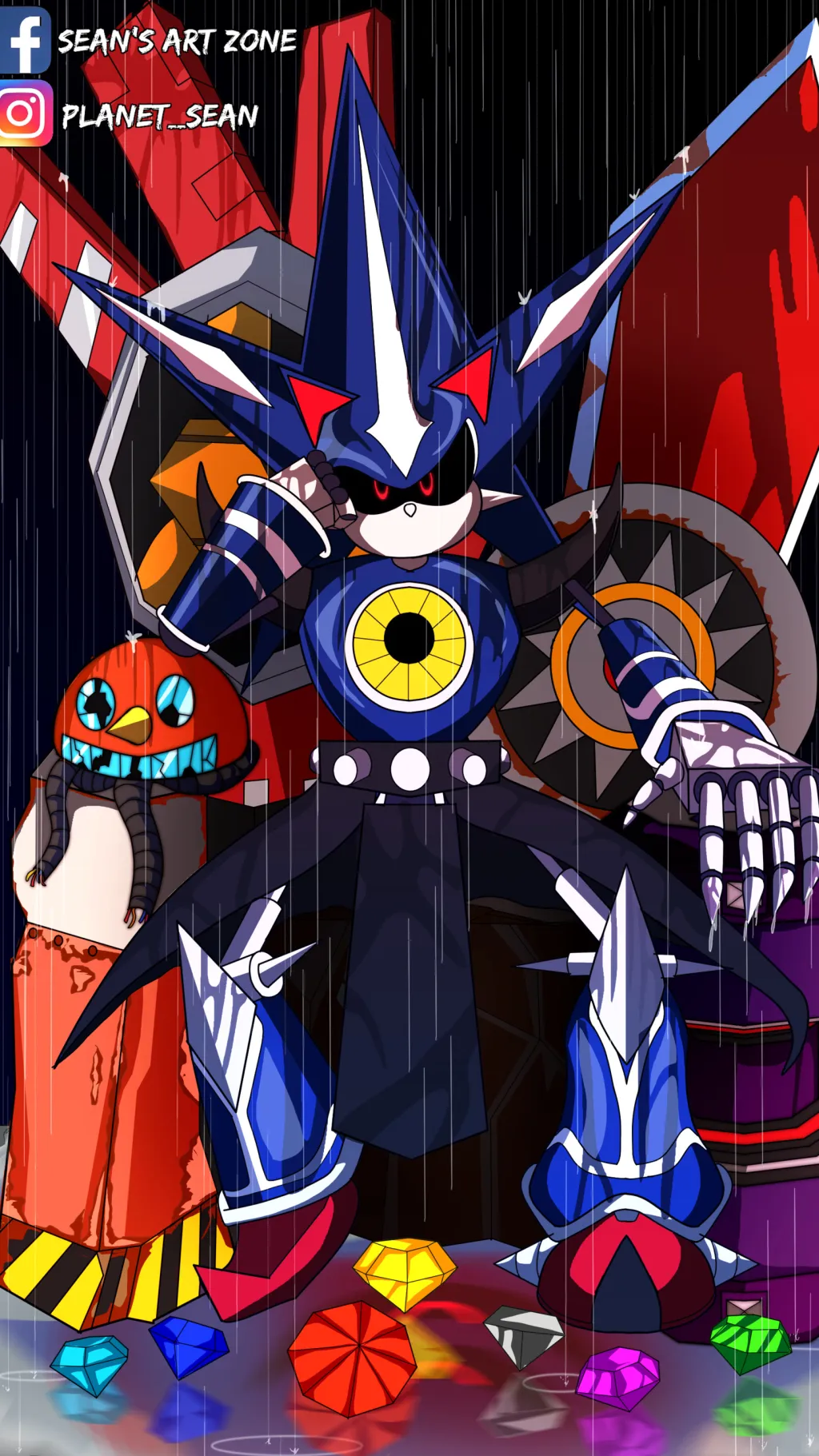 ai character: Neo metal sonic  background